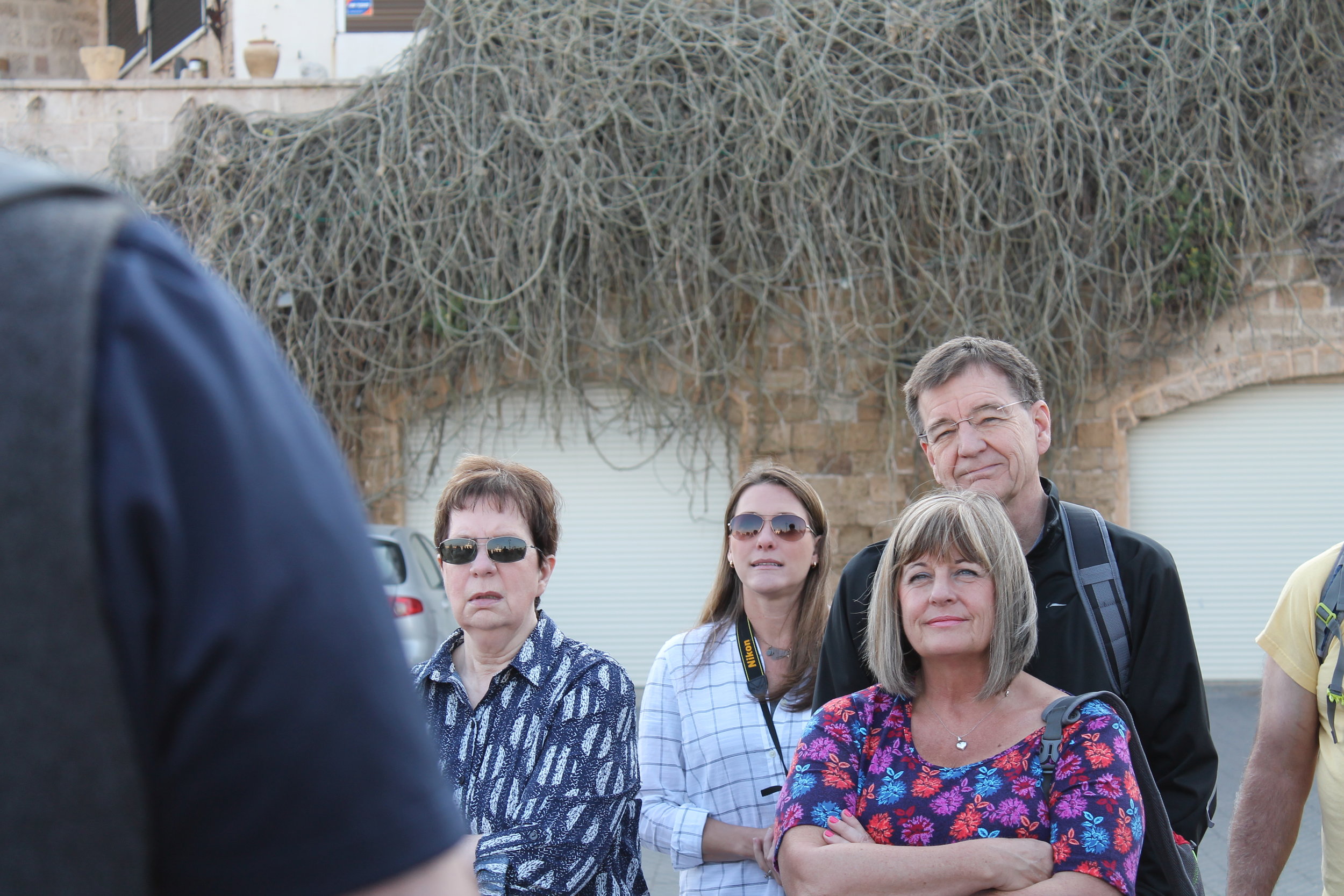 Listening to Ken Wilmot explain the history of Joppa (modern Jaffa).