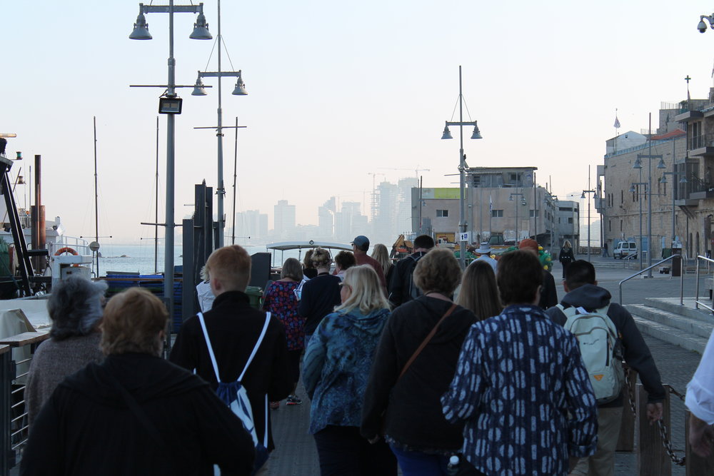 Walking along the harbor in Jaffa.