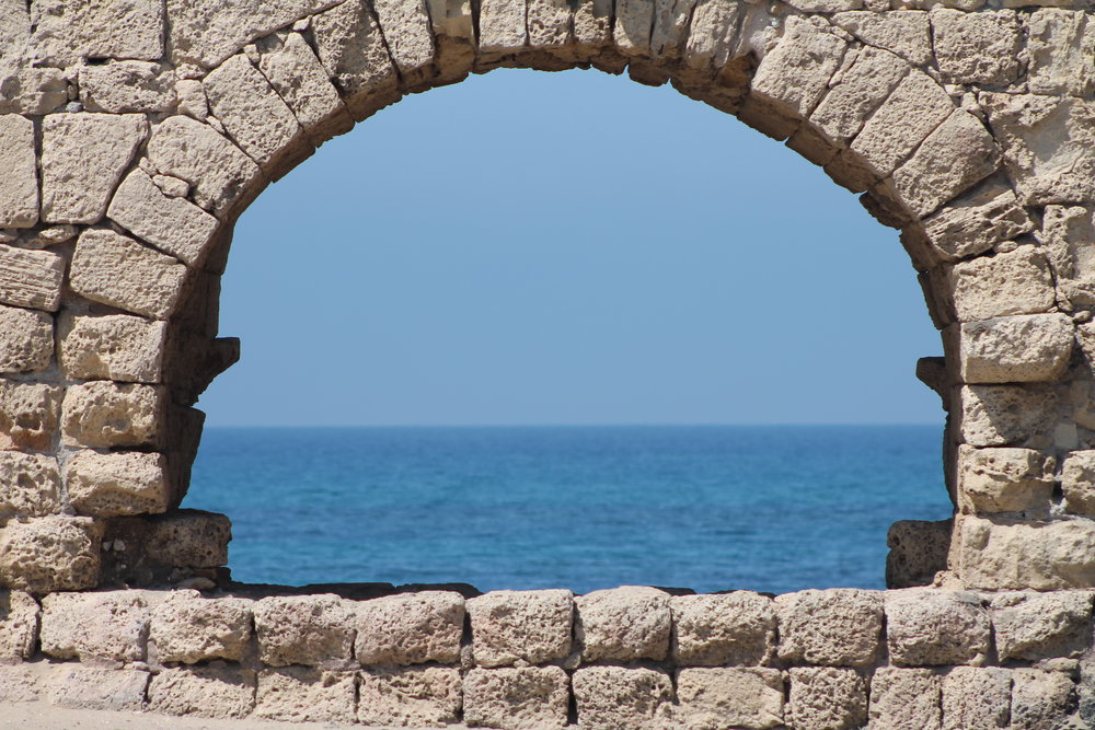 The ancient 8-mile-long aqueduct built by Herod the Great to bring fresh water to his outdoor pool at the edge of the Mediterranean Sea.