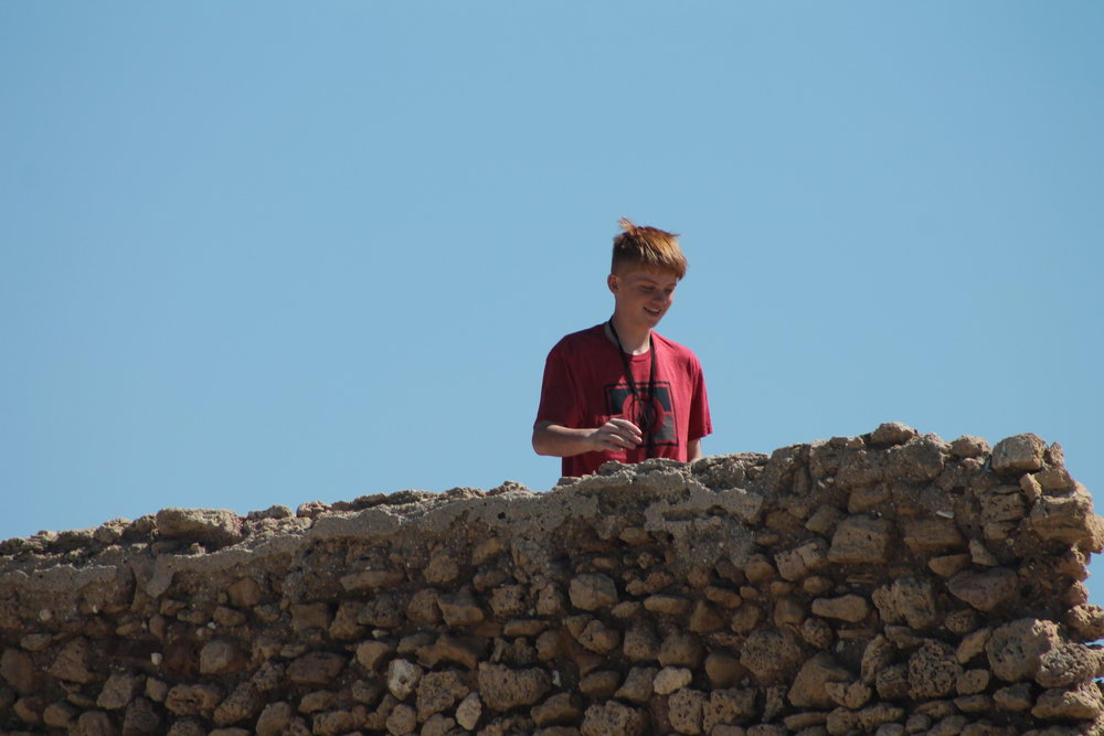 My nephew Austin atop Herod's aqueduct.
