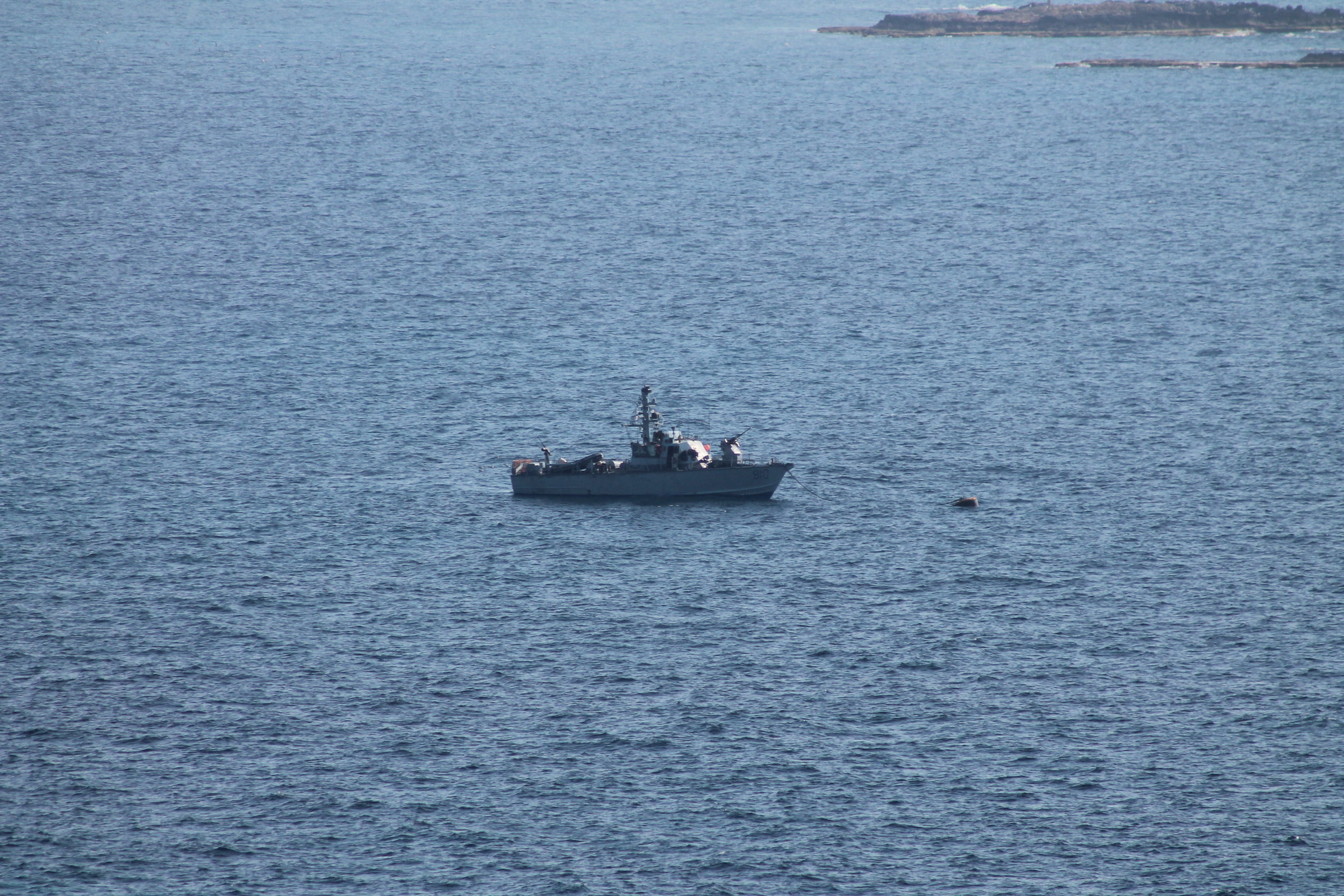 An Israeli warship keeping watch over the border with Lebanon.