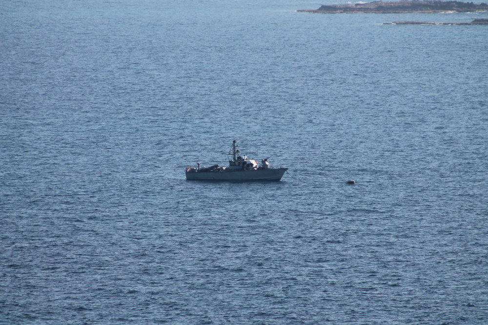 An Israeli warship keeping watch over the border with Lebanon.
