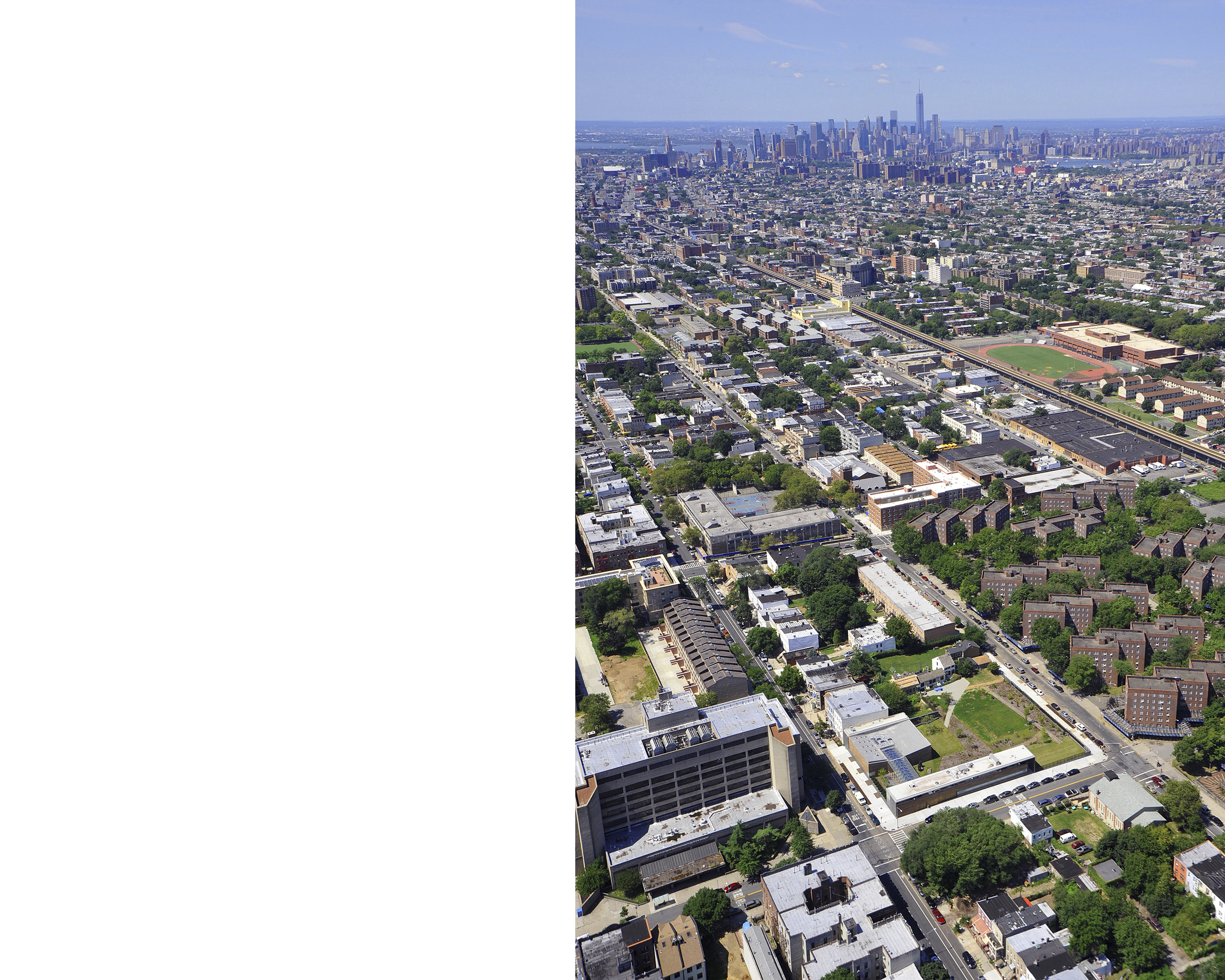  Aerial view with city skyline 