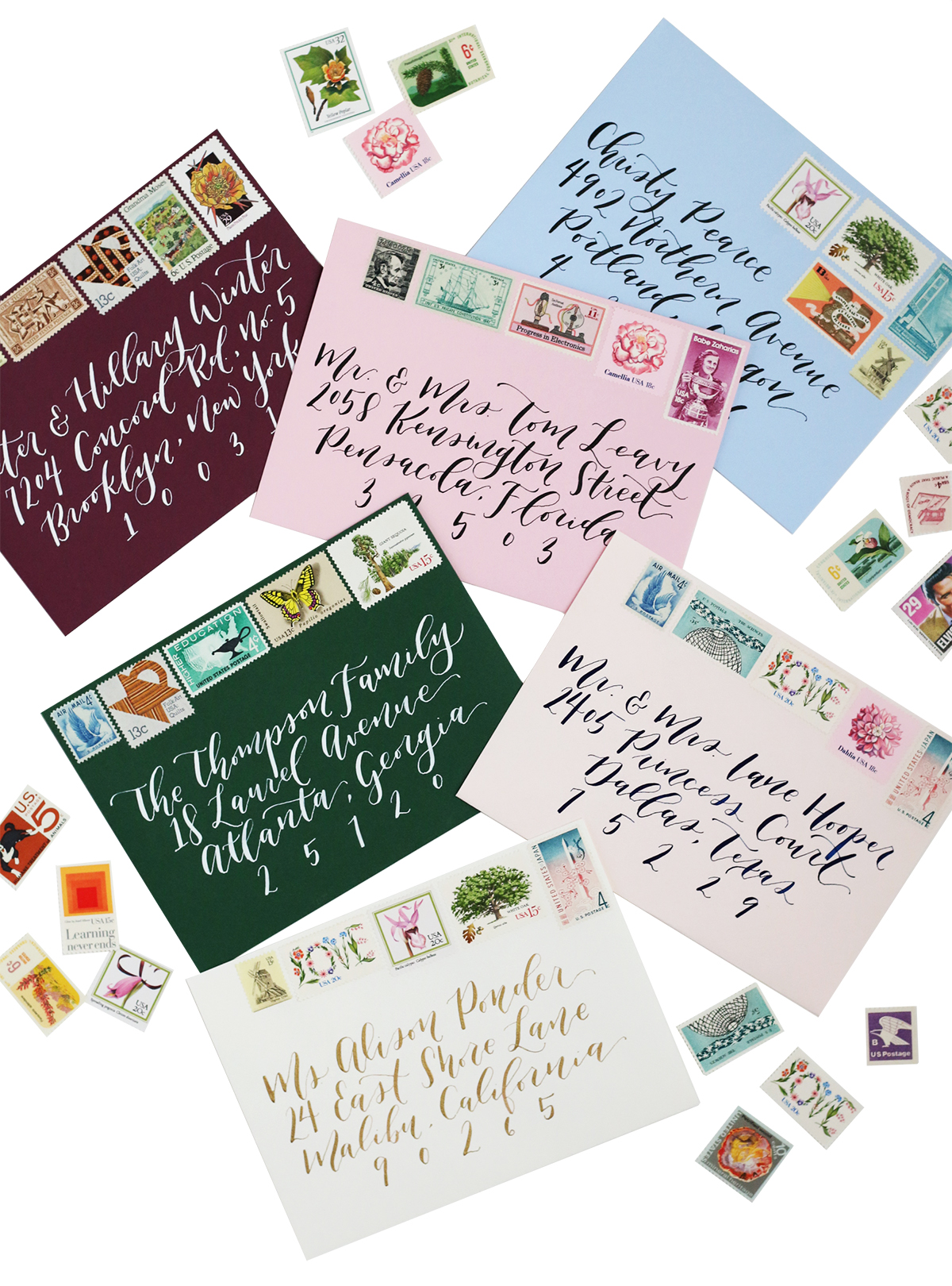 Vintage stamps are the perfect way to add a colorful and unique pop to your wedding invitations.