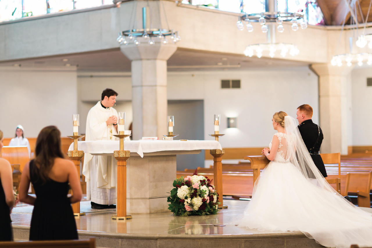 Catholic wedding ceremony in Dallas Texas, St. Rita Catholic Church