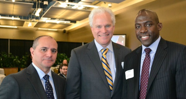 Christopher Schoepflin, Western New York Regional Director , Empire State Development (left); William Gresser, President, EB-5 New York State Regional Center (center); and Tony Davis, Community and Economic Development Director, Federal Reserve Bank of New York .
