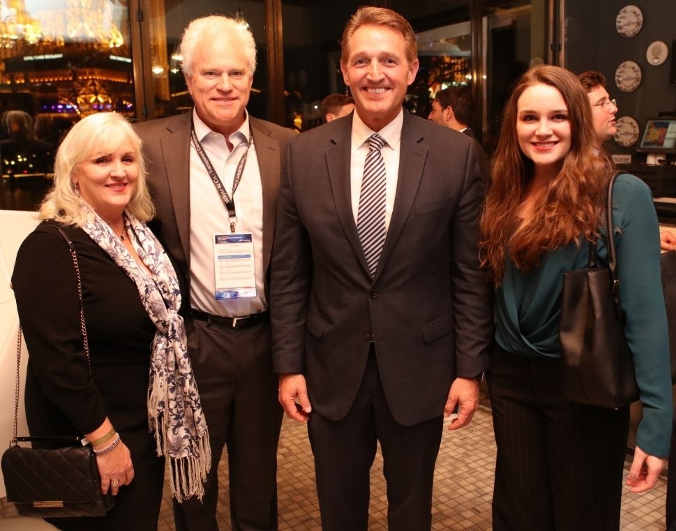 Bill Gresser, Phoebe Gresser and Ann O’Connor with Senator Jeff Flake during the EB-5 Investors Magizine Conference – Las, Vegas, NV 2017