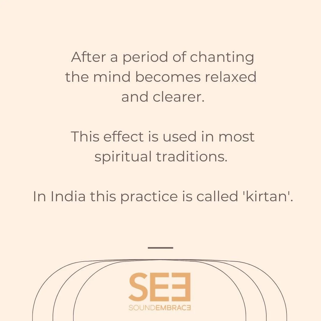 After a period of chanting the mind becomes relaxed and clearer. This effect is used in most spiritual traditions. In India this practice is called 'kirtan'.

Check the link in bio or www.SoundEmbrace.com to sign up for The SoundEmbrace Membership wh