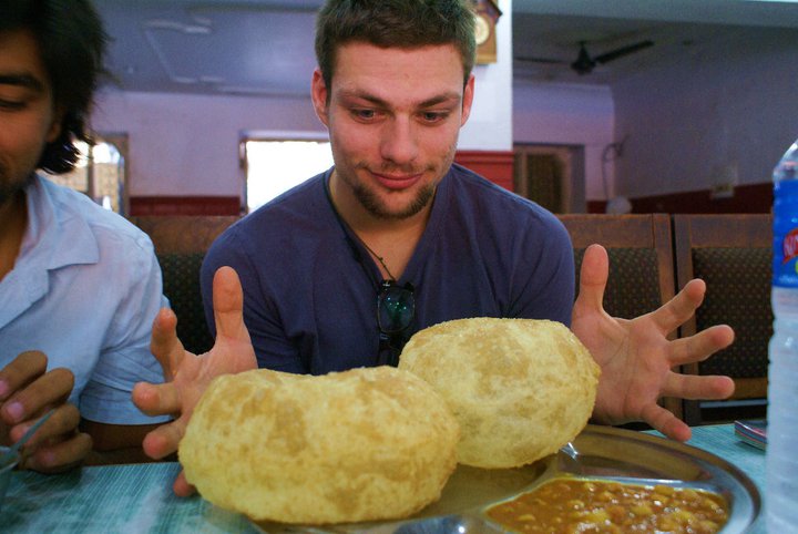  In India, our friend Myles didn't think these pooris could get any bigger. And then they did. 