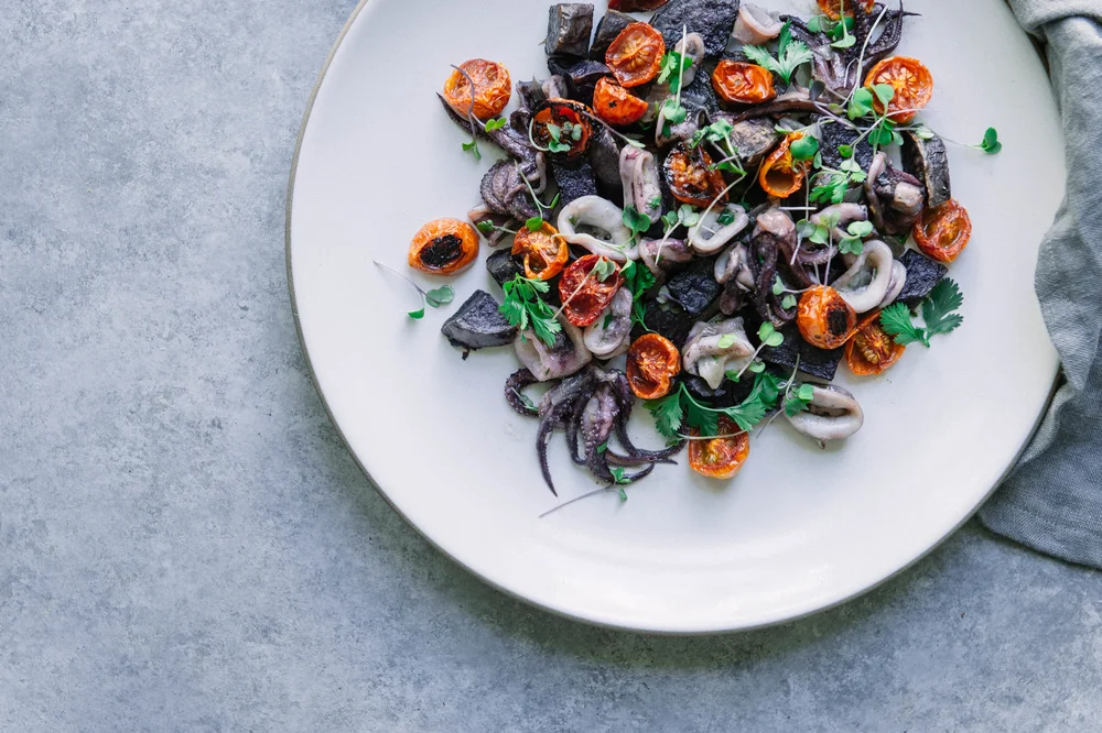 Sous vide calamari rings