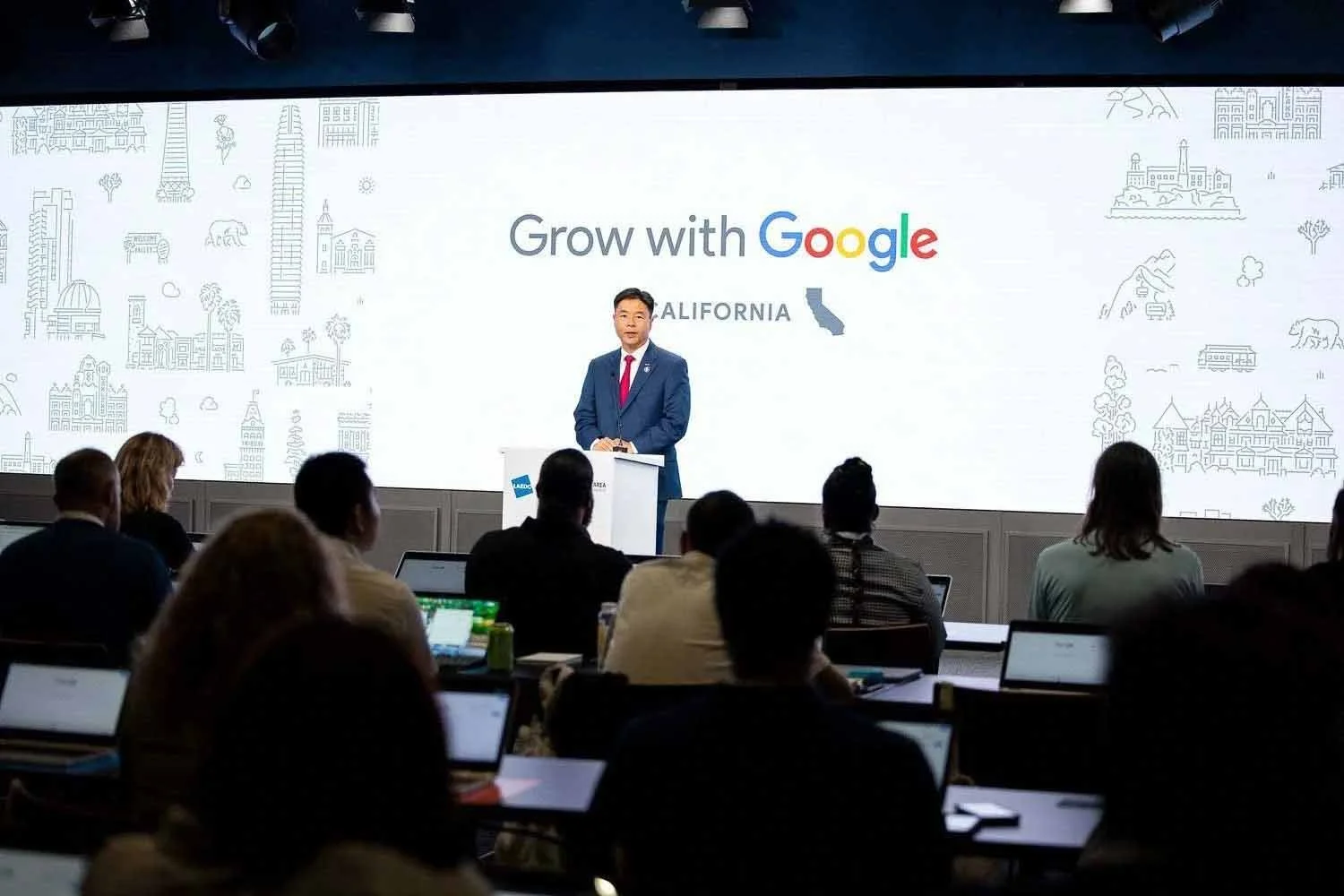 Los Angeles Corporate Event Photographer - Keynote from congressman ted lieu at a Downtown LA conference for Google.
