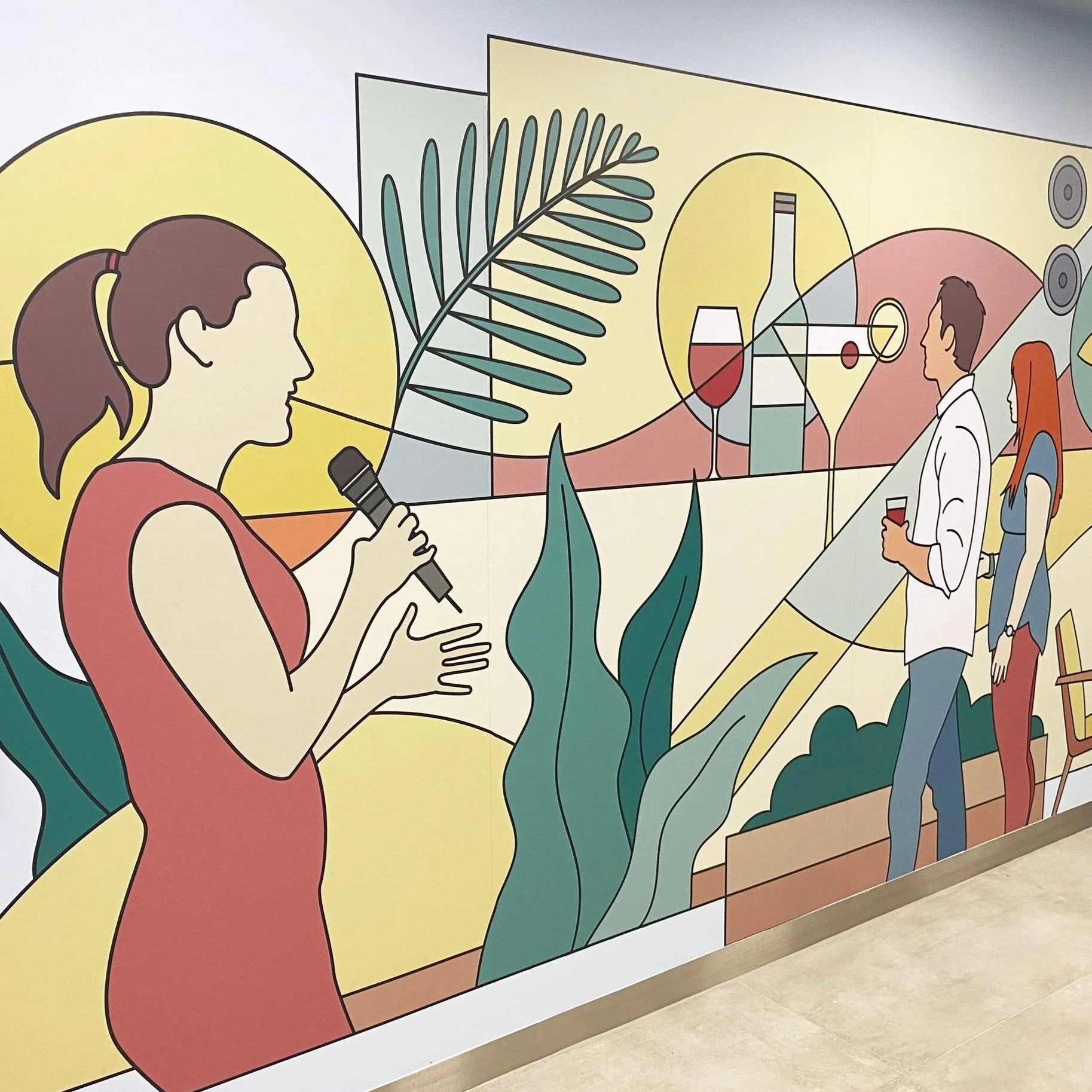 Photograph of a mural at x+why workspace in Salford