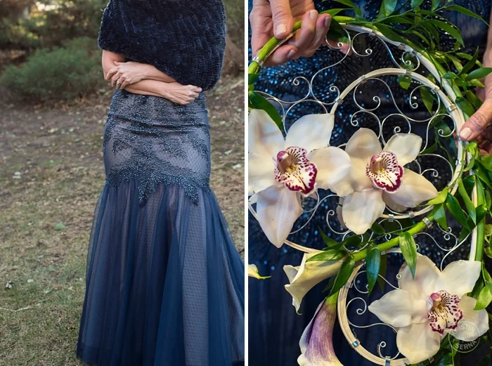 Blue Wedding Dress & Unique Bridal Flowers - Intimate Wedding Photography by Kristin Serna