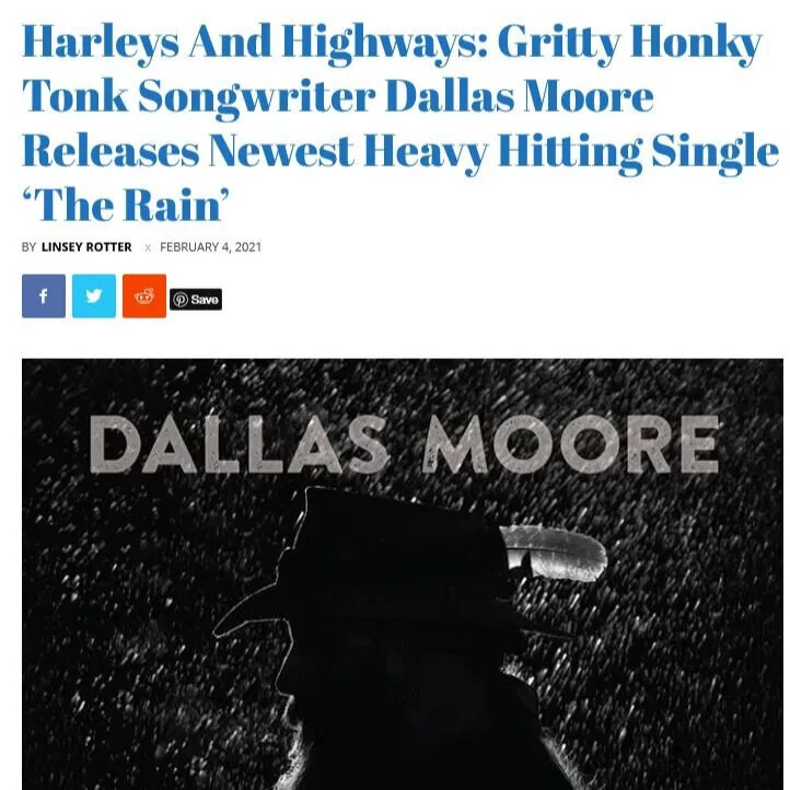 Music Mecca - Harleys And Highways: Gritty Honky Tonk Songwriter Dallas Moore Releases Newest Heavy Hitting Single ‘The Rain’