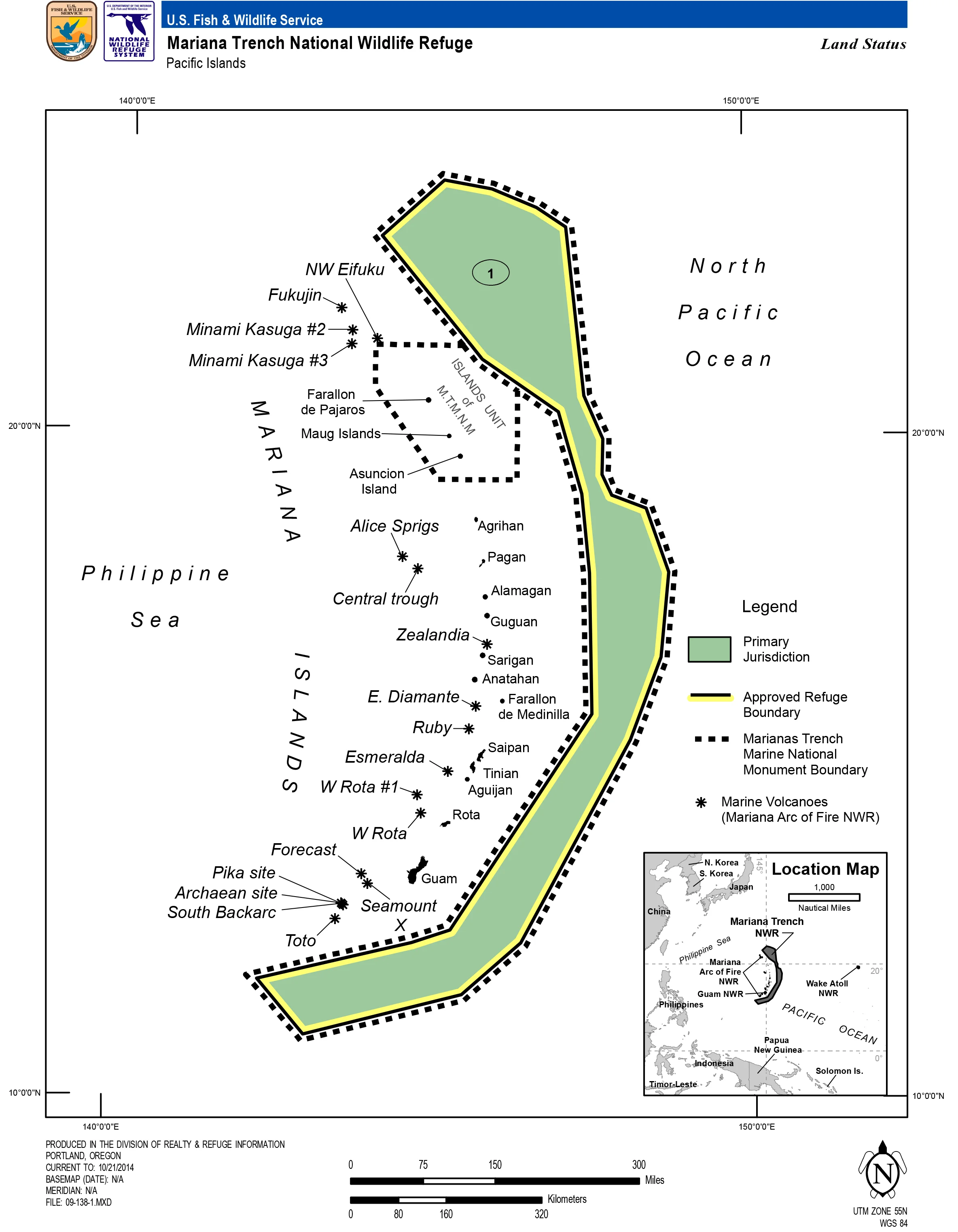 The Official bounds of the Marianas Trench National Monument