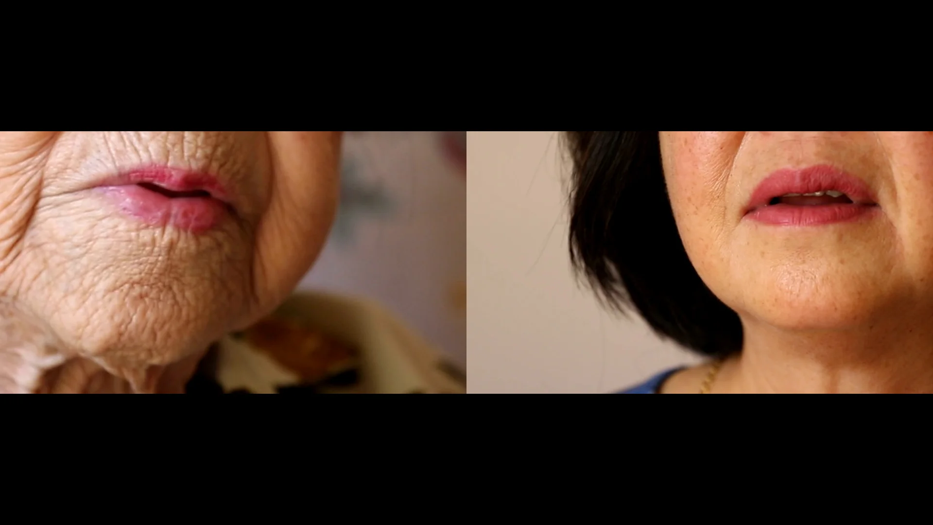 Still from Becoming Por por, 2-channel video