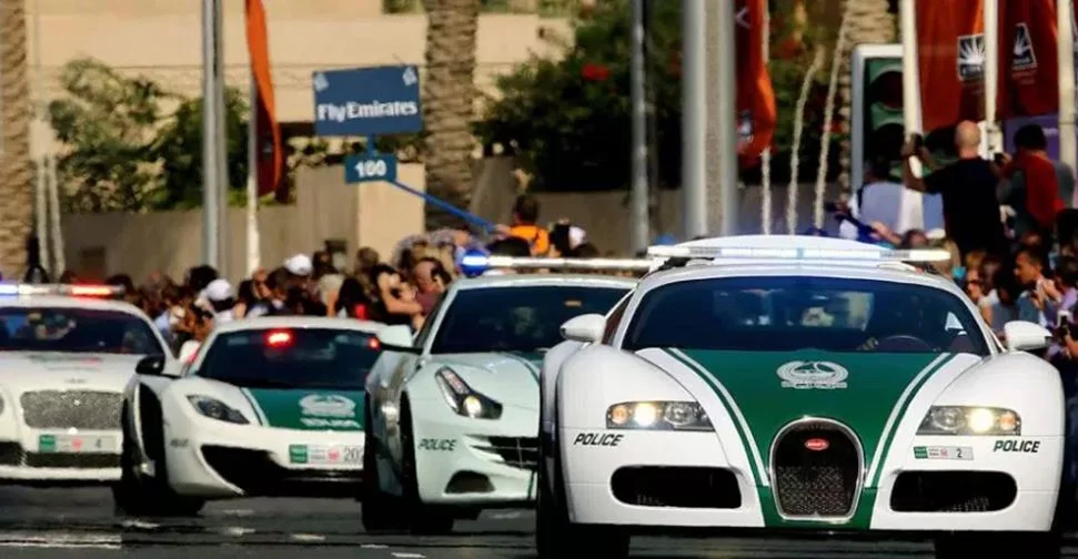 The supercars in action on the streets of Dubai