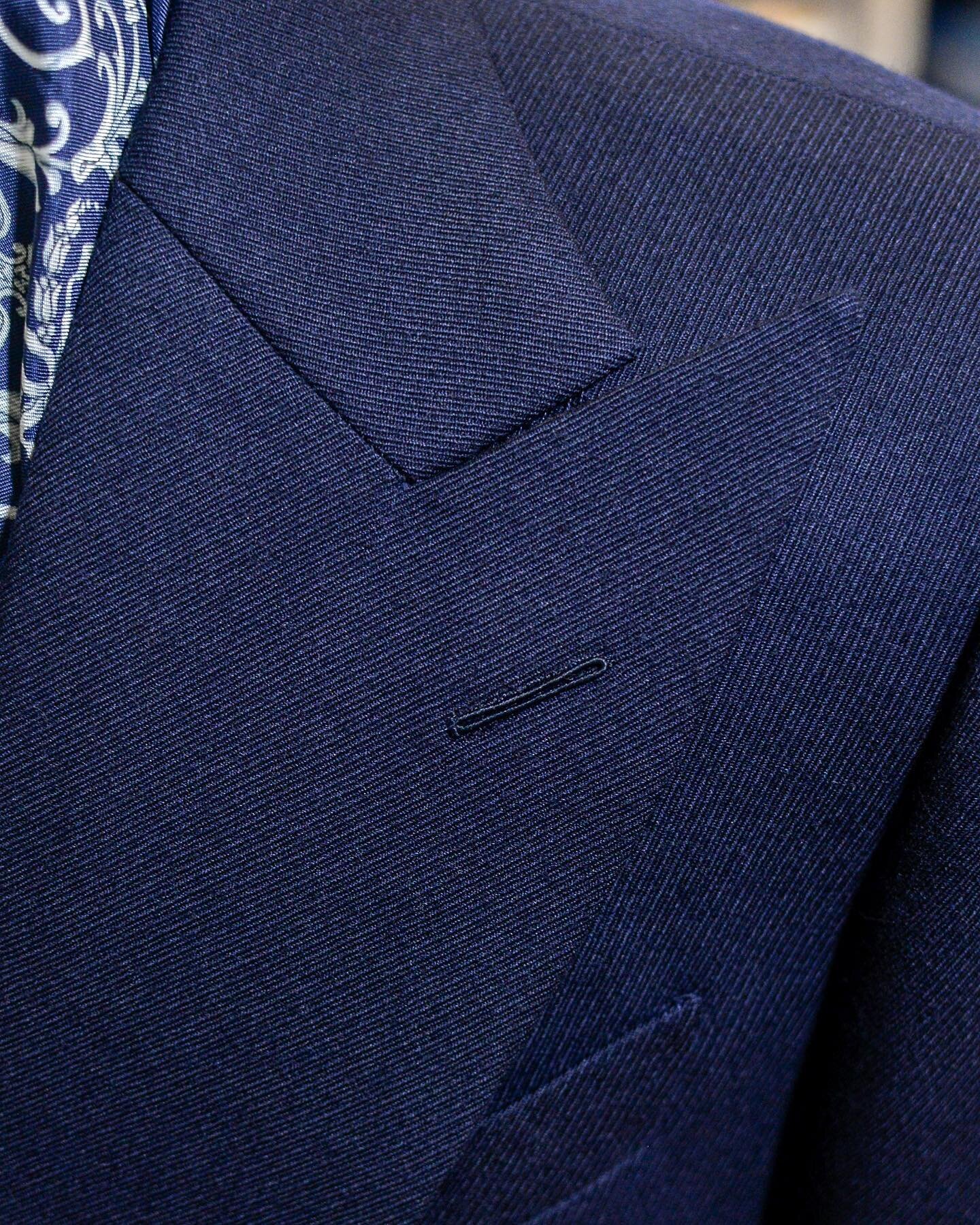 A classic Chittleborough&amp;Morgan wide peak lapel . With our sharp points and hand made Milanese buttonhole.