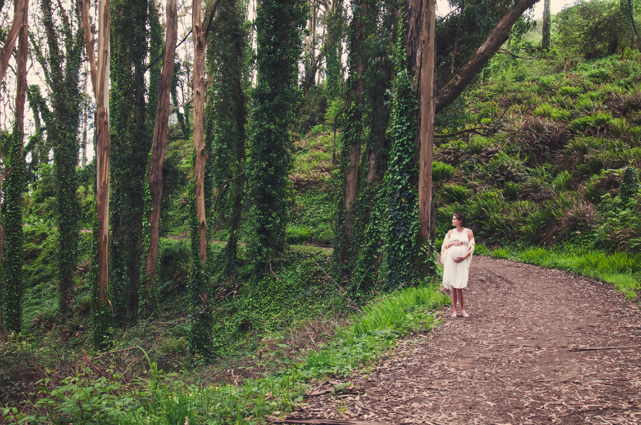 Pregnant Woman in Eucalyptus Forest