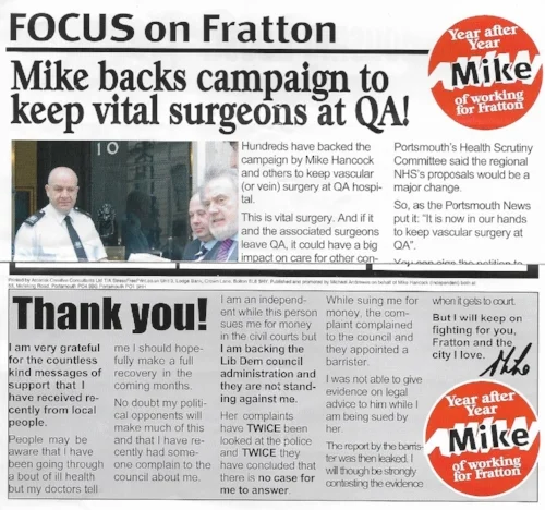 Published and promoted by a Portsmouth Lib Dem councillor, although to be fair to Mike Andrewes he was also Hancock's employee