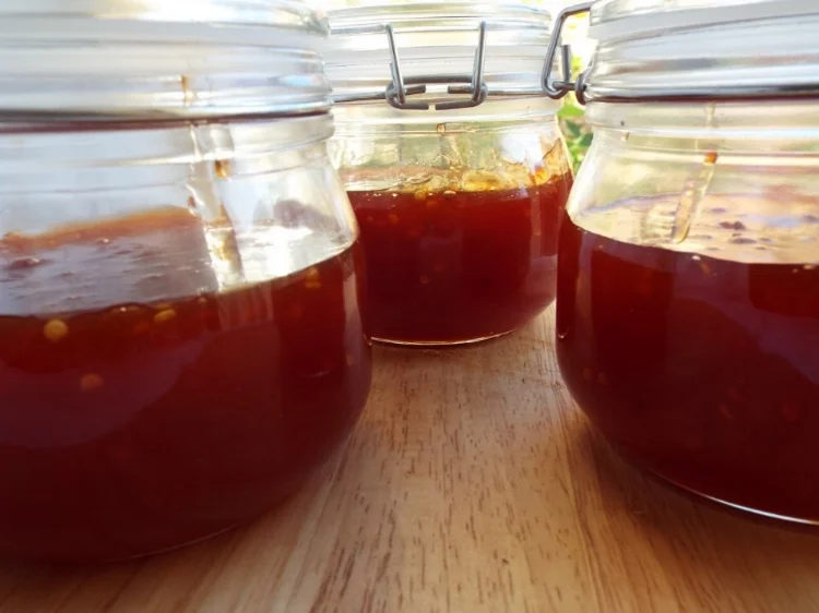 Hot Chilli Jelly Jam, made with home-grown chillies