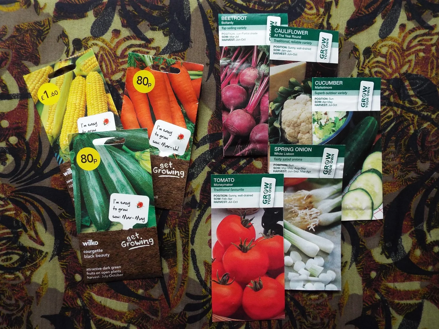 Seeds - end of season prices, 1p packet of courgettes at Wilko, 19p packets of seeds at Aldi