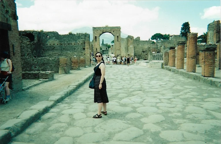 Lindsay Allason-Jones in Pompeii - we were filming there for a Discovery documentary