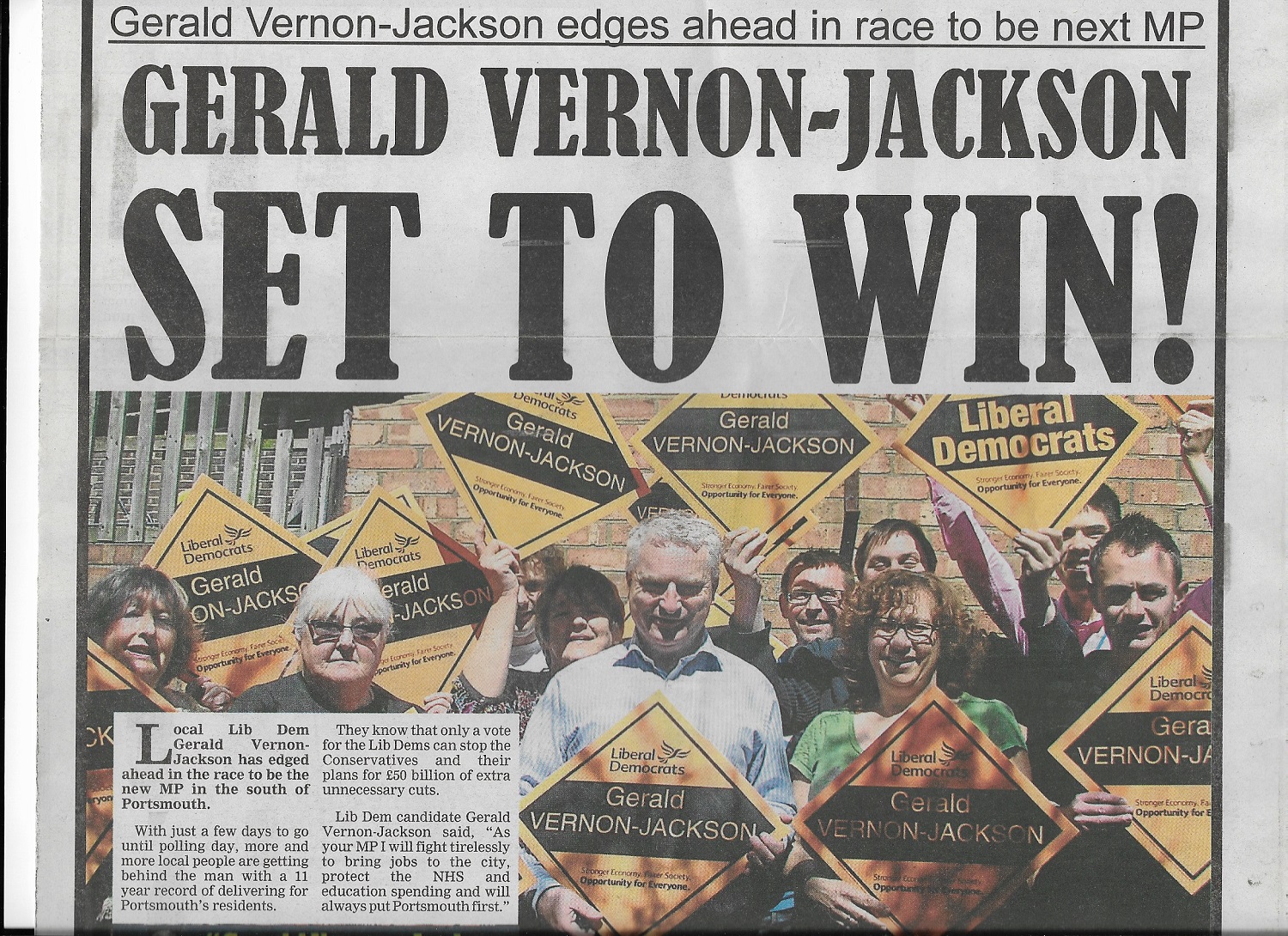 Team Lib Dem in Portsmouth heading into the 2015 General Election, set to lose
