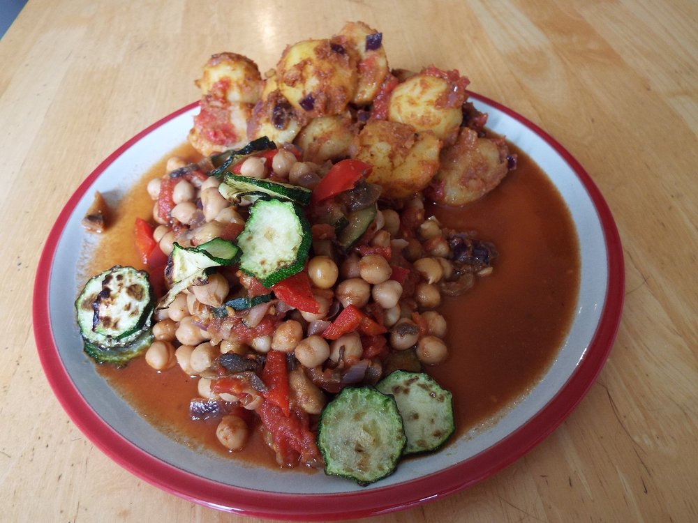 Chickpea curry & bombay potatoes