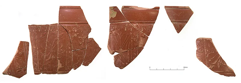 Samian pottery sherds (Credit: Cotswold Archaeological Trust)