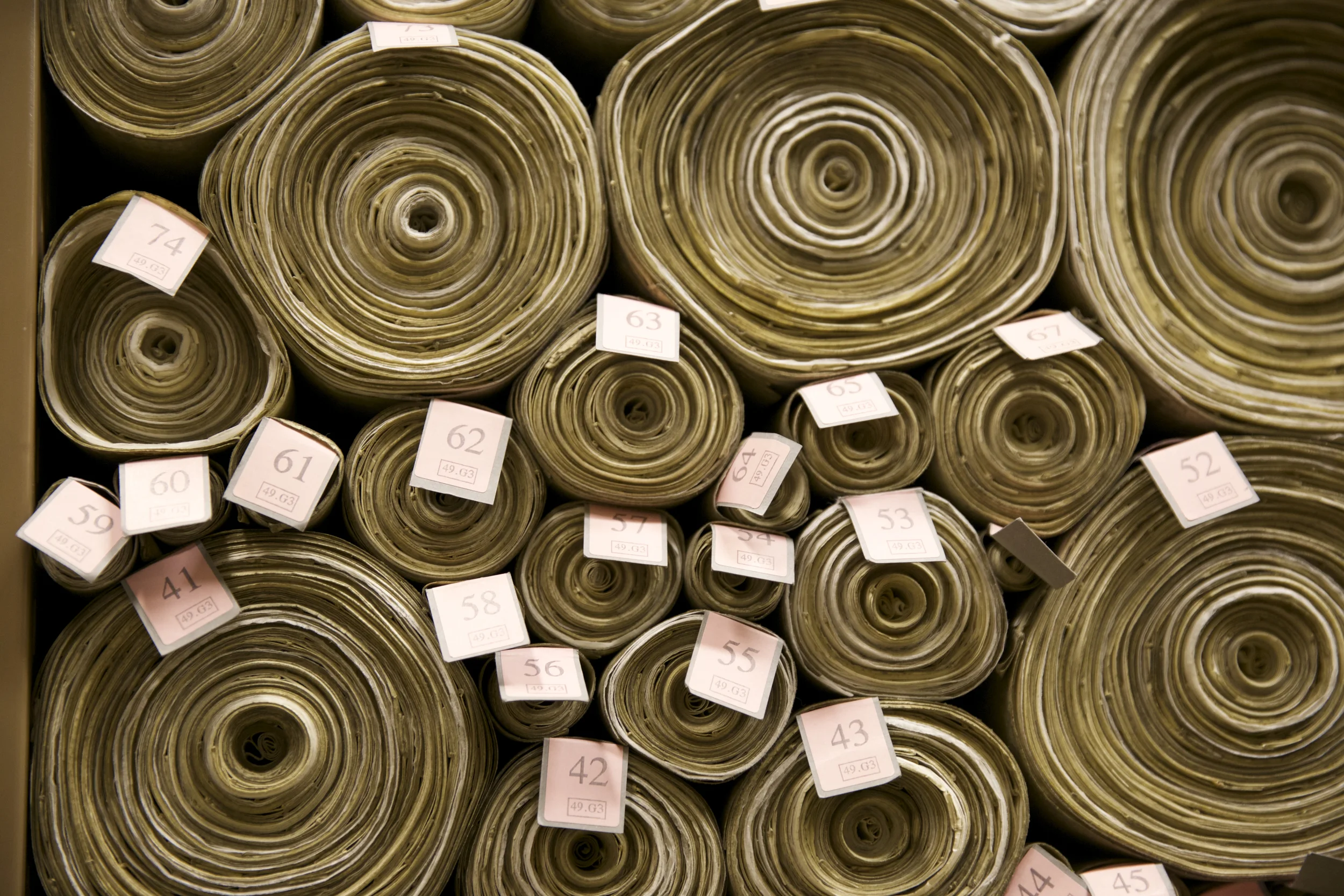 The parchment scrolls in the Parliamentary Archive. Photo Credit: Mat Clark
