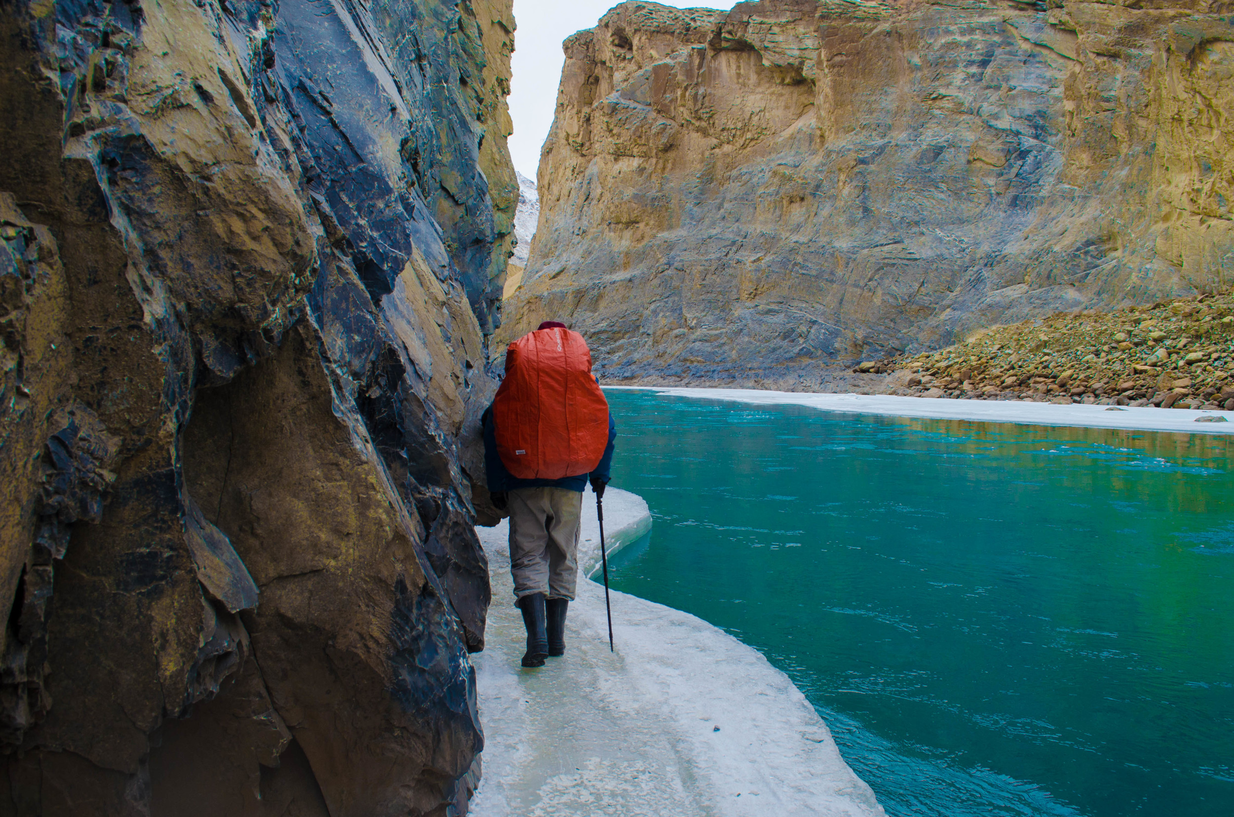 Trekking in Ladakh: One slip and that's, it you're a literally 'Olaf' from Frozen but probably not as chirpy on the chadar waters. PC: Raunak