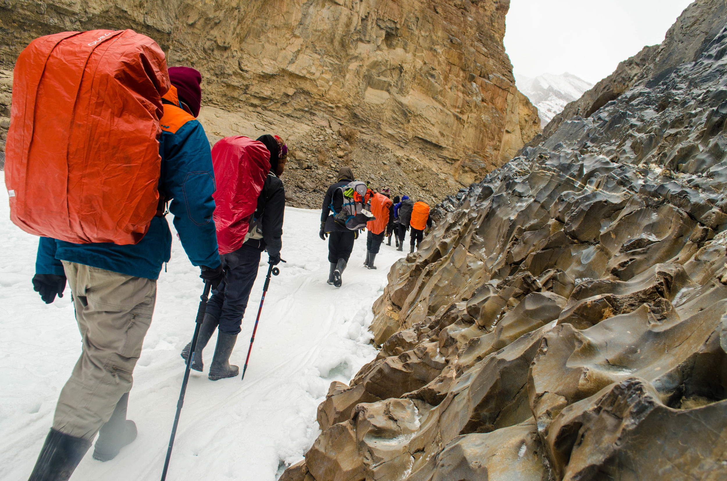 Sedimentary rocks along the way, for us to hang on to when we lost our balance. PC: Raunak