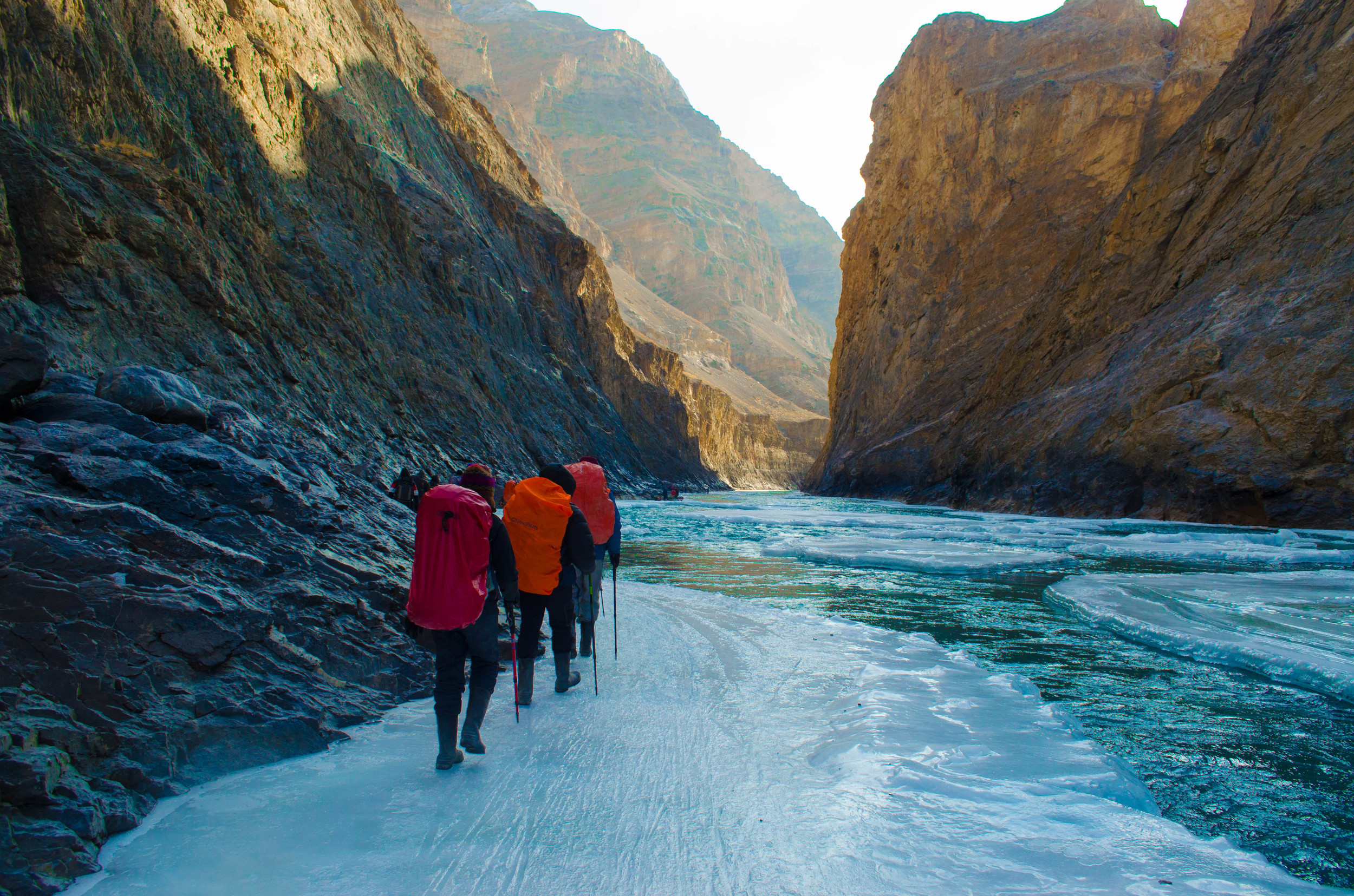 The edge of heaven. Carefully treading through paths of ice to avoid the frozen death while trekking in ladakh. PC: Raunak