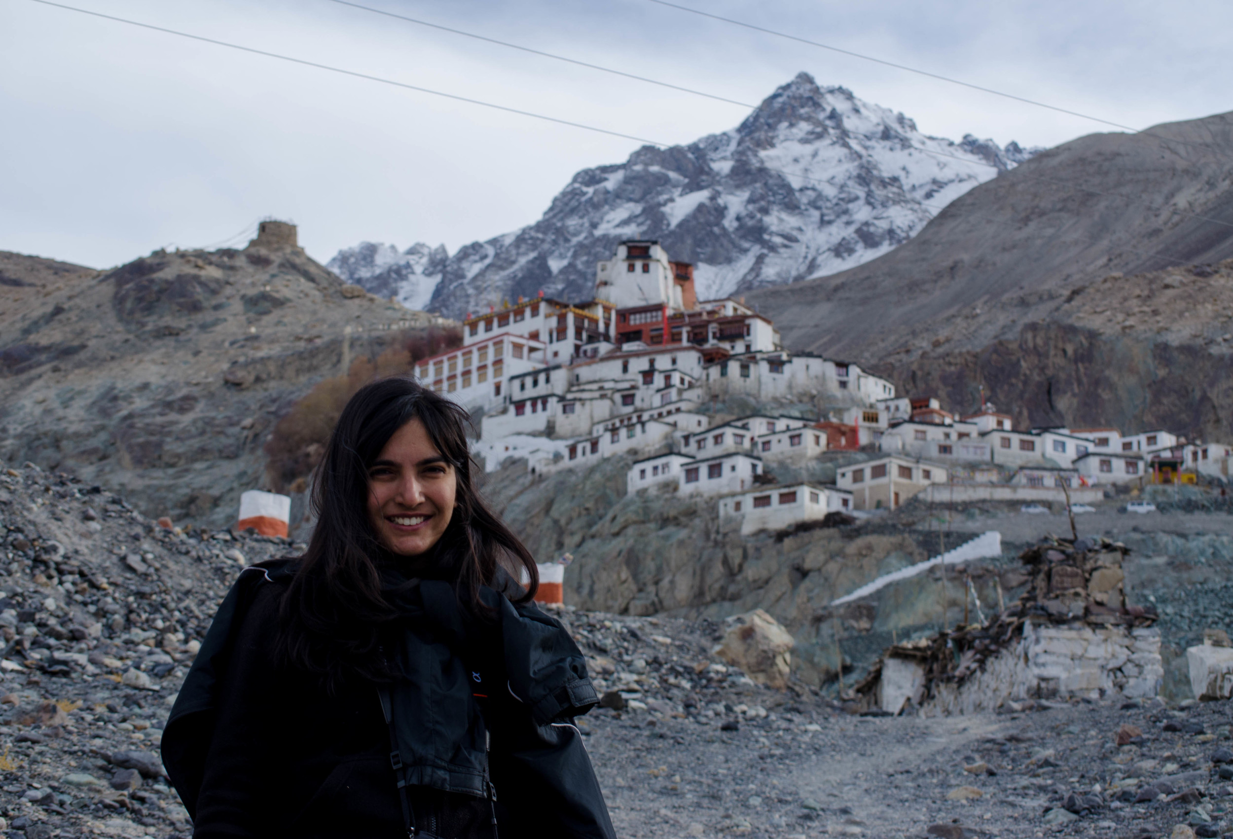Through rugged stone roads, you'll either find me or the glorious Diskit monastery amidst the winter mountains in ladakh. PC: Raunak