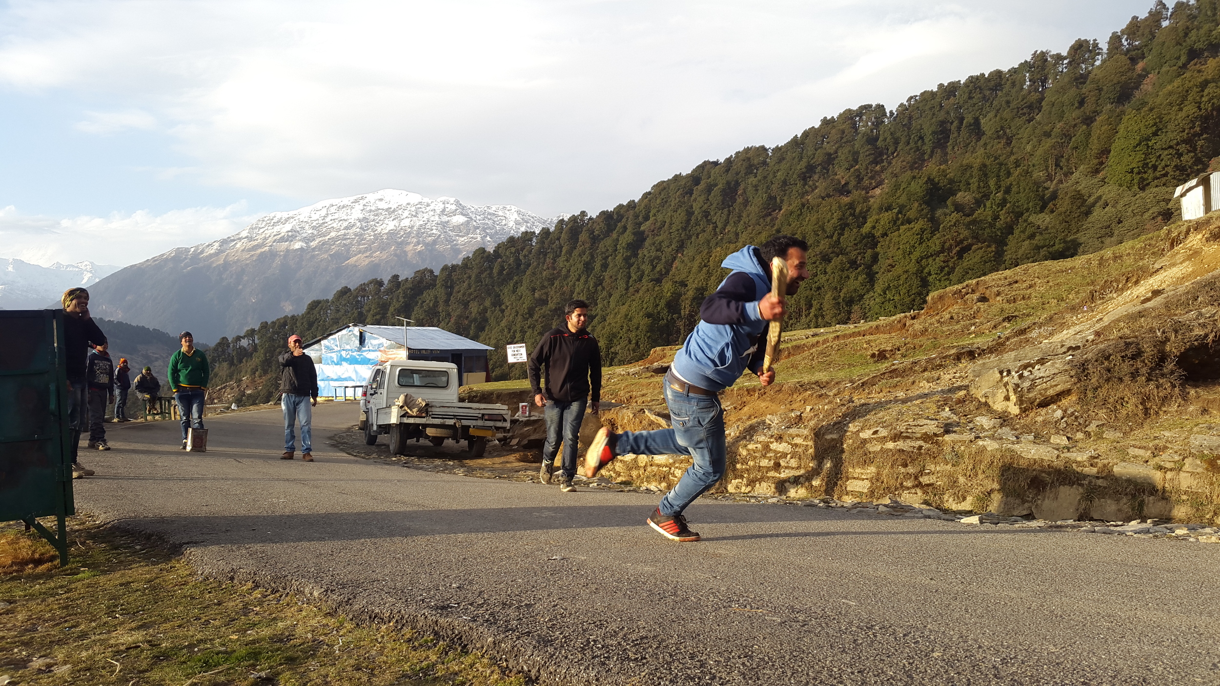 A game of cricket in the mountains. YASSSS!