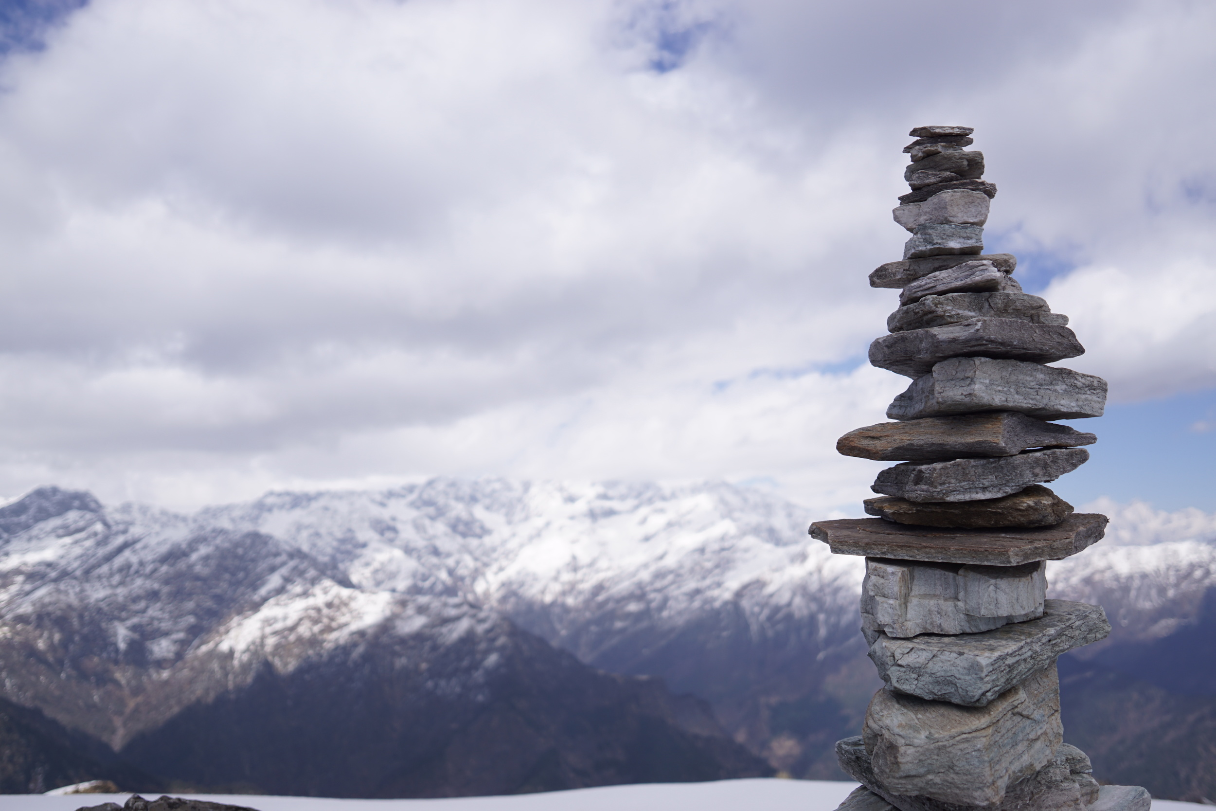The zen of life. Stones stacked harmoniously to claim the ordinary moments of life, and an enduring echo of the prayers and wishes of everyone who visit the mountains here.