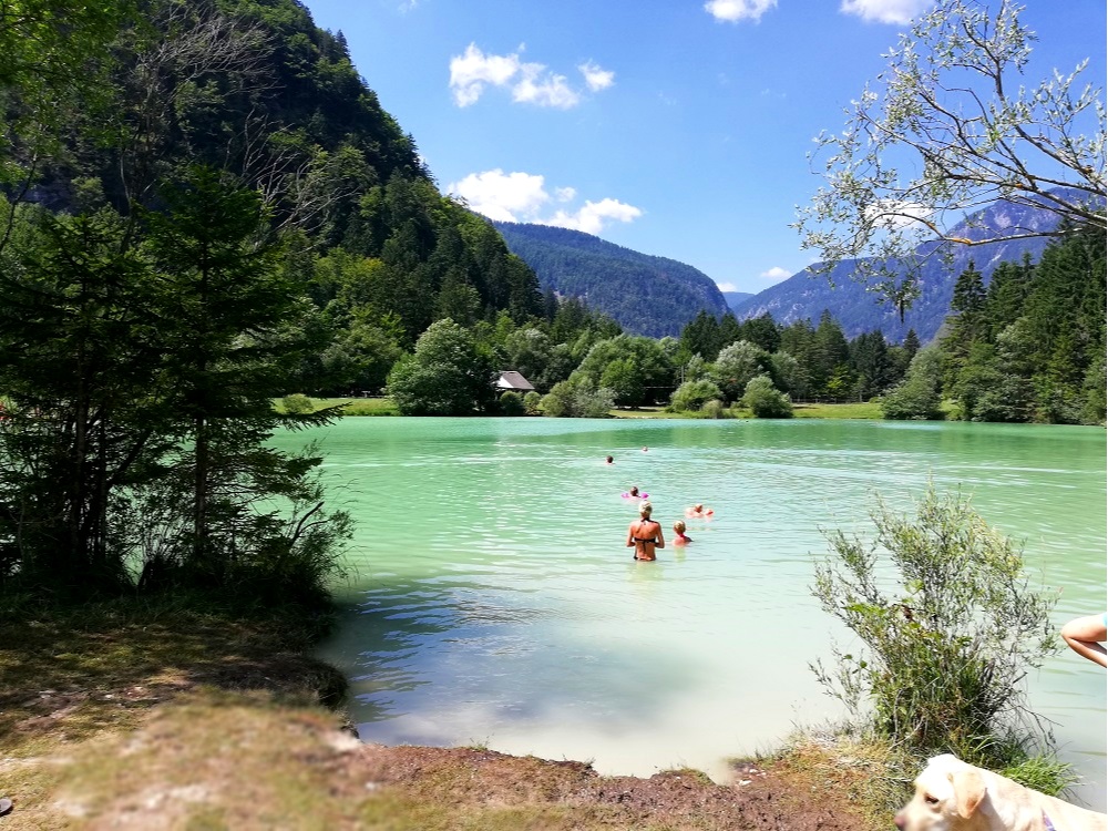 Lake Kredna in Radovna Valley, the only man-made chalk lake.