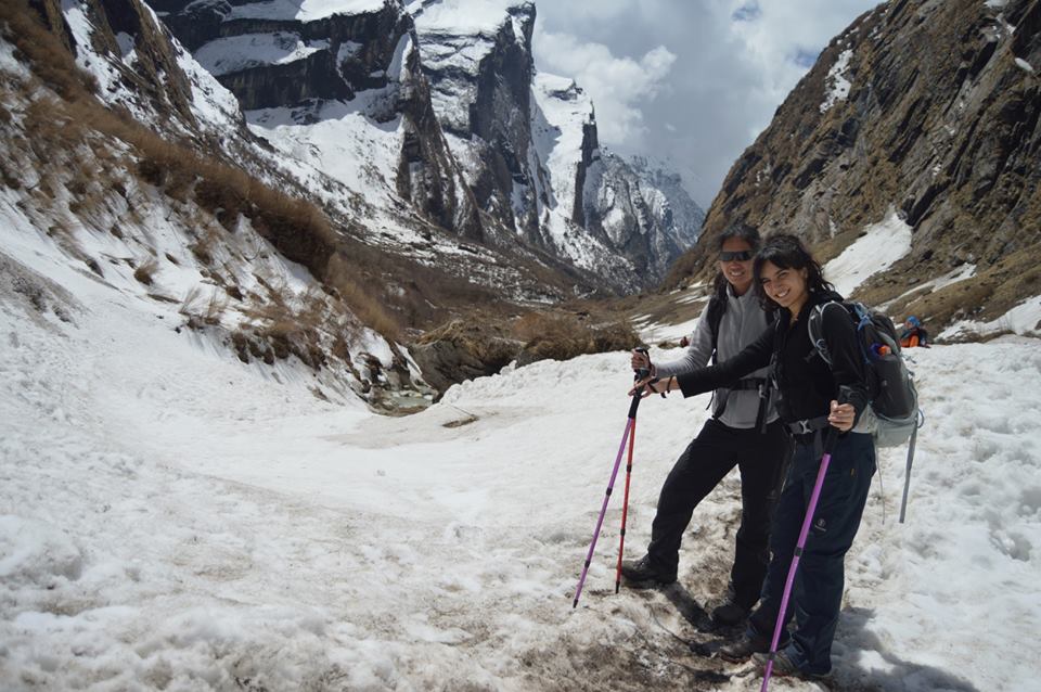 Standing among the Annapurna cathedrals while trekking in Nepal.