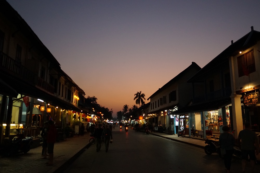 Evening sunset at Luang Prabang and a great place to stroll with BeerLao in your hand.