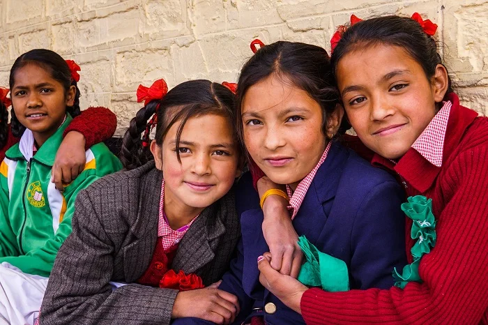 Photogenic himalayan children in sangla village