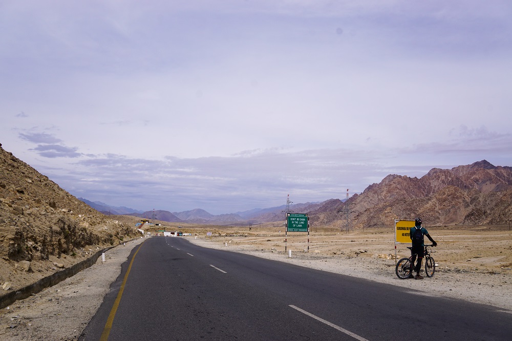 On the Leh to Srinagar highway during our bike and road trip in Ladakh.