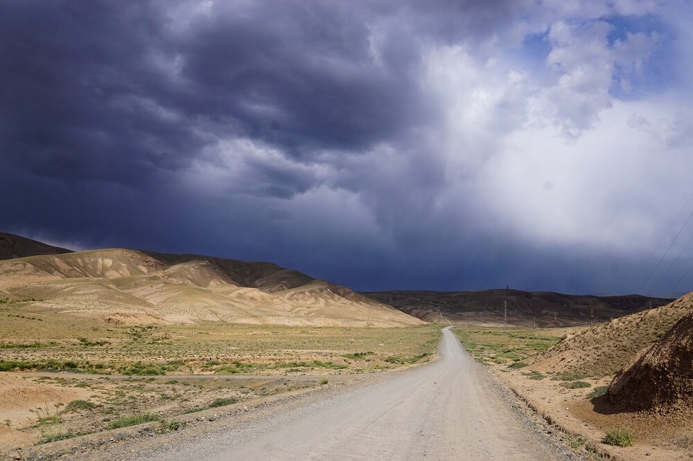 The start of my cycling or bicycle touring trip in Central Asia, along the silk route.