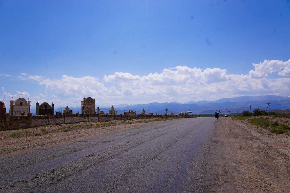 Passing through cities of the dead, little cemeteries as we passed empty lands.