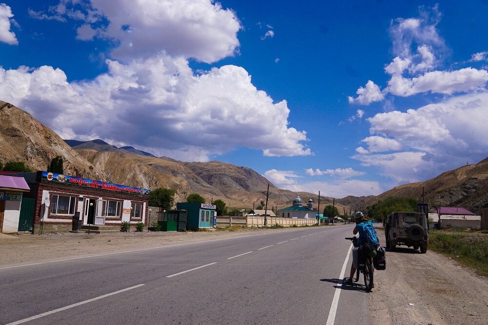 We rolled into a quiet conservative town with the call to prayer, Russian-like containers and some Magazin shops