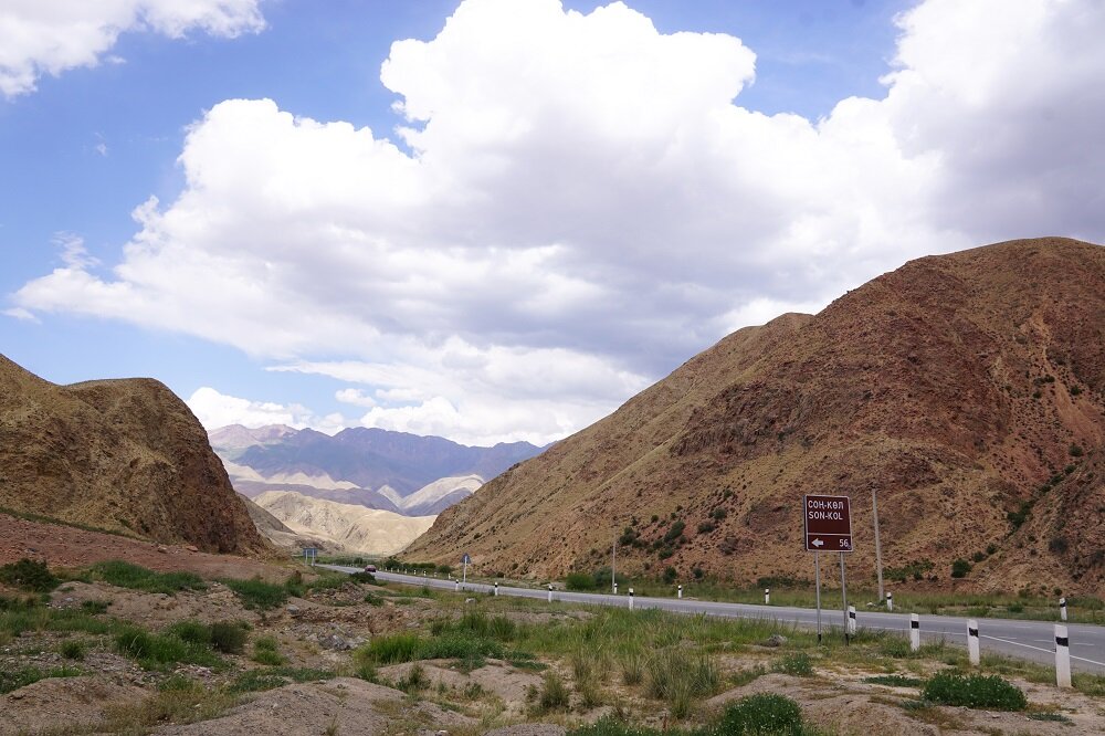 The mountain climb to Song Kul begins