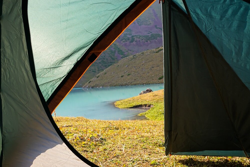 We woke up to this literally! Camping views at Kol Tor Lake.