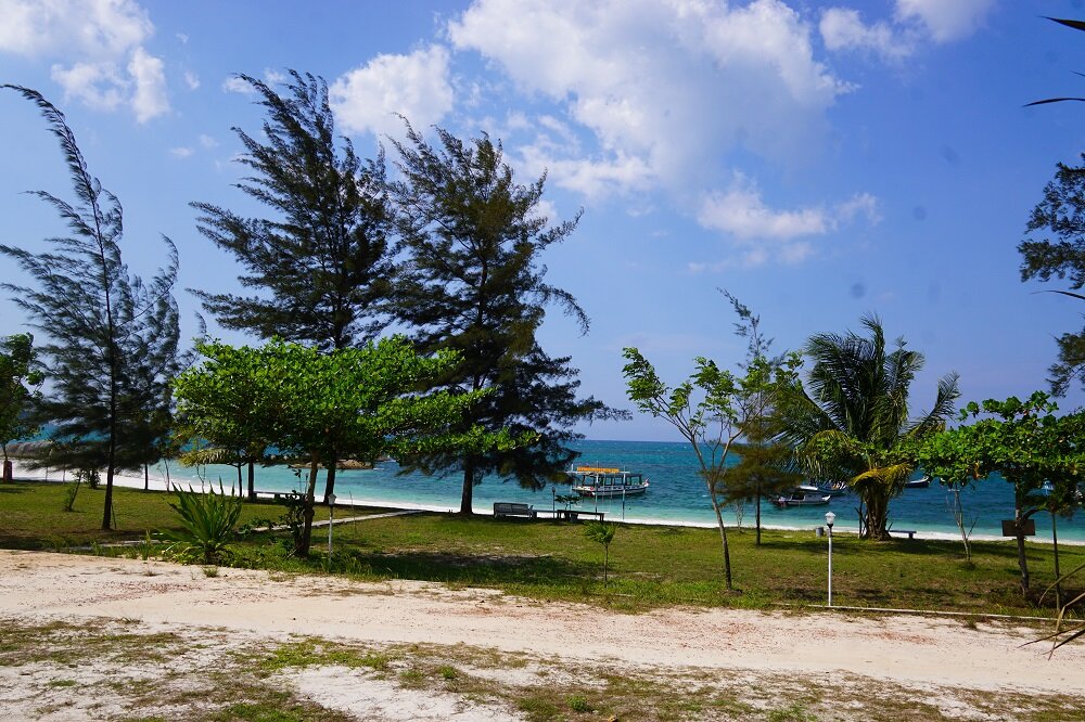 this was our beachfront hotel in tanjung kelayang