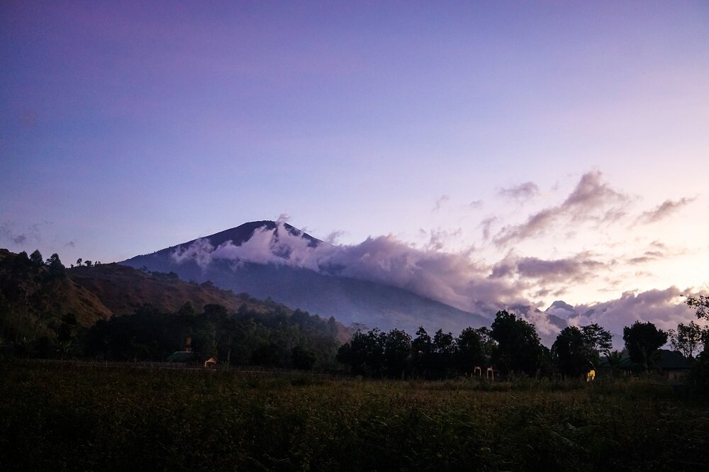 early morning views before heading for a trek to mount rinjani
