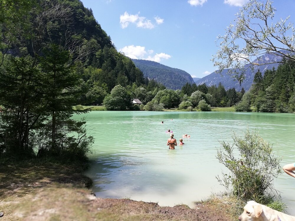 the stunning chalk lake called lake kreda, near lake bled.